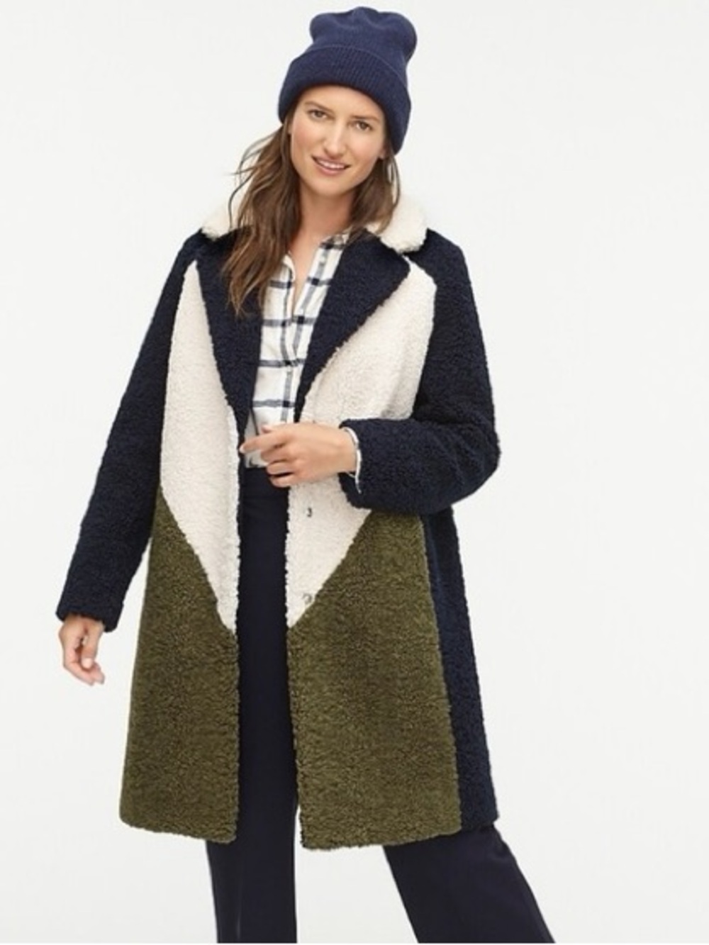 J.Crew Colorblock Teddy Sherpa Coat